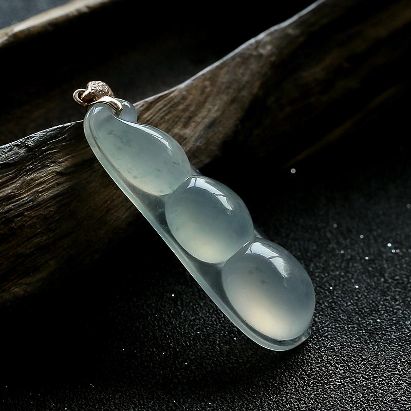 高冰飘花翡翠福豆 - 红掌柜珠宝