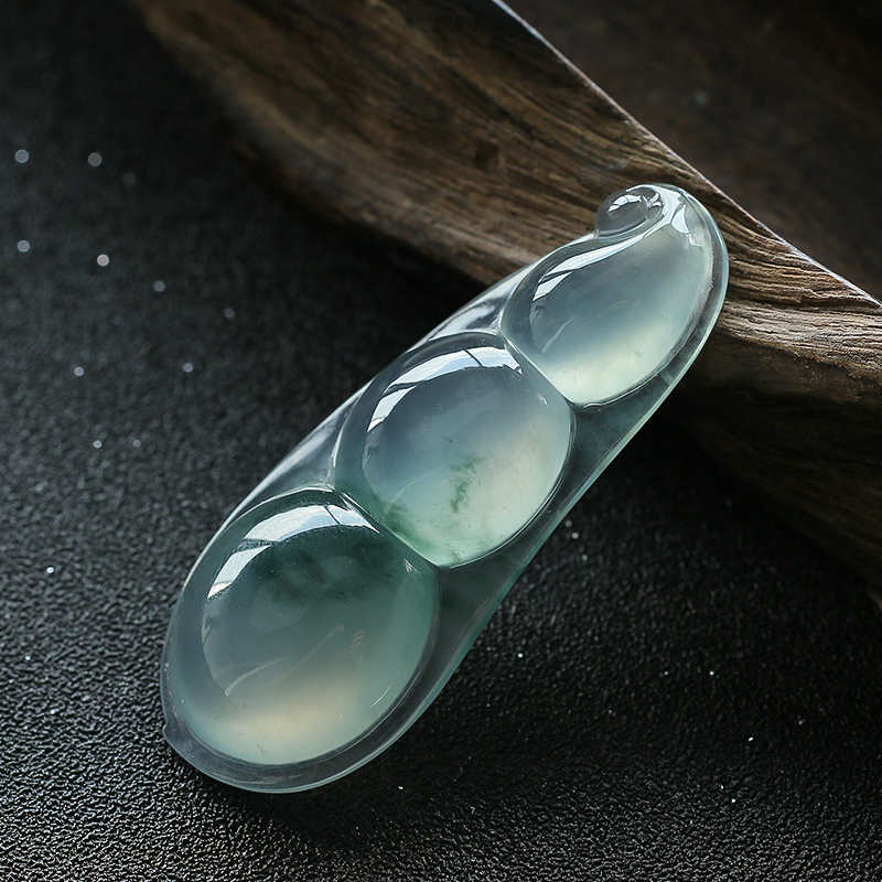 高冰飘花翡翠福豆 - 红掌柜珠宝