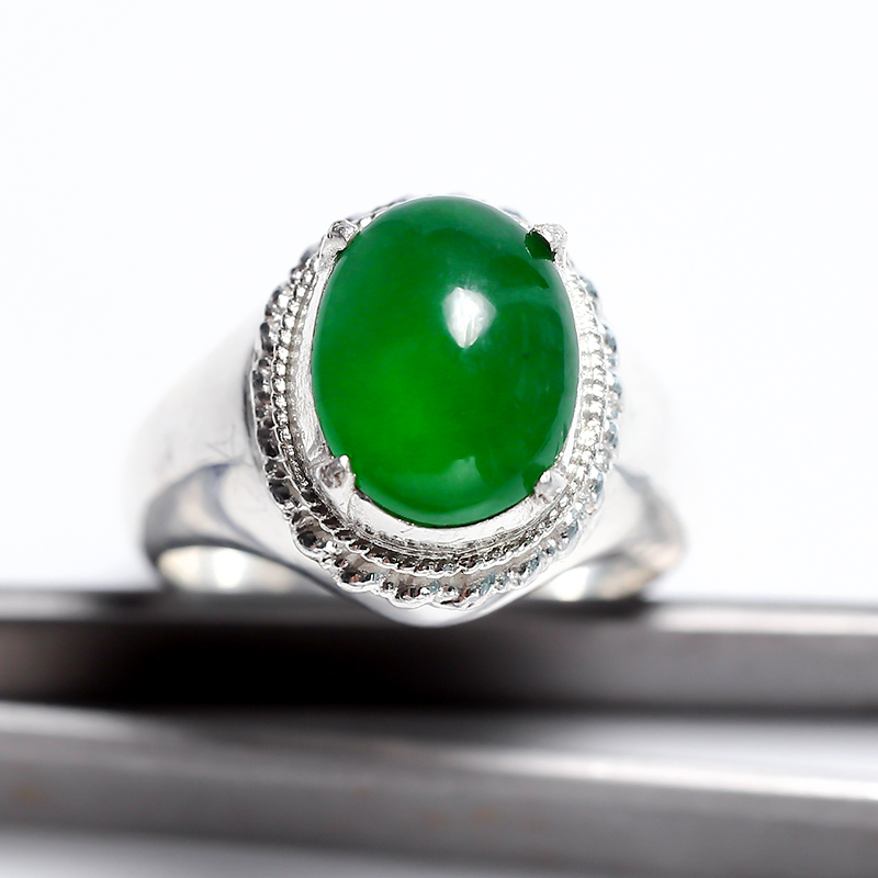 翠色翡翠戒面 - 红掌柜珠宝
