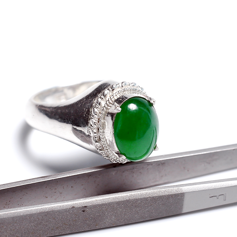 A货翡翠戒面 - 红掌柜珠宝