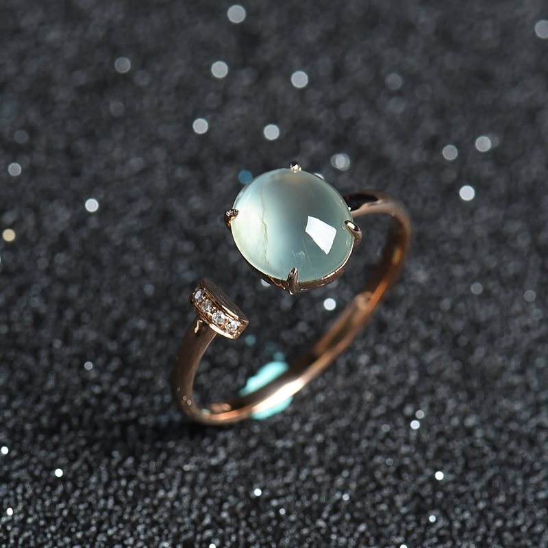 18K金天然A货镶钻冰种翡翠戒指 - 红掌柜