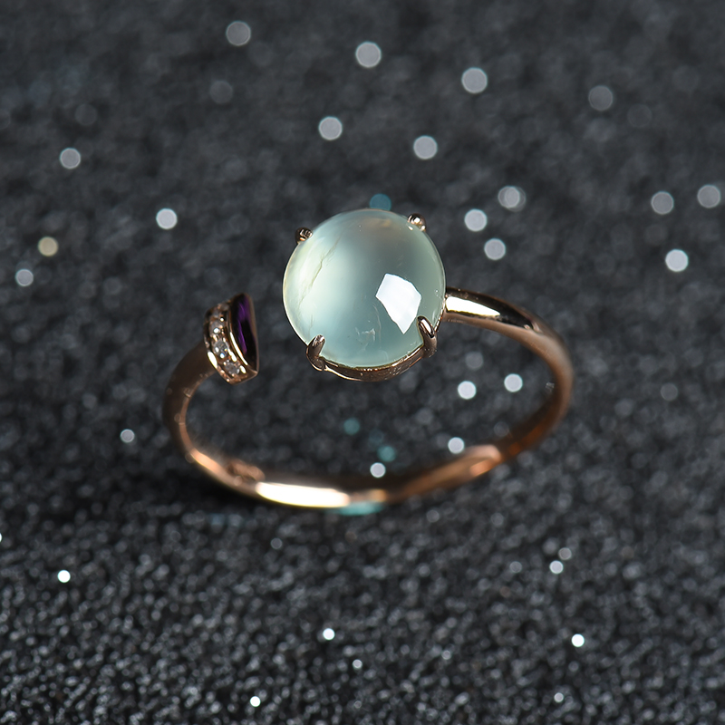 18K天然A货镶钻冰种翡翠戒指 - 红掌柜