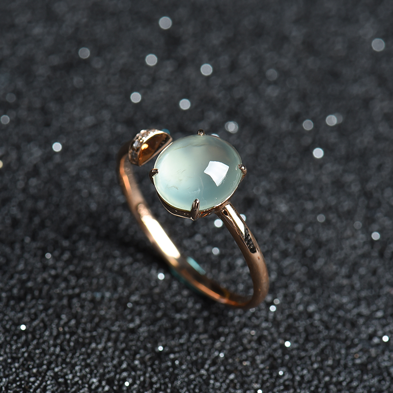 18K金天然A货冰种翡翠戒指 - 红掌柜