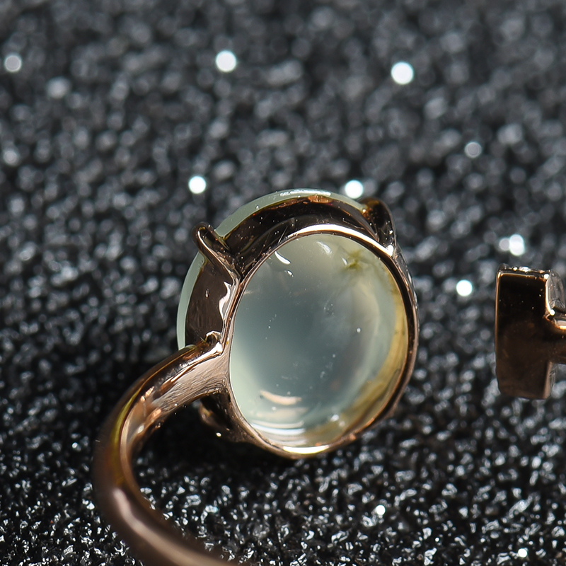 18K金天然冰种翡翠戒指 - 红掌柜