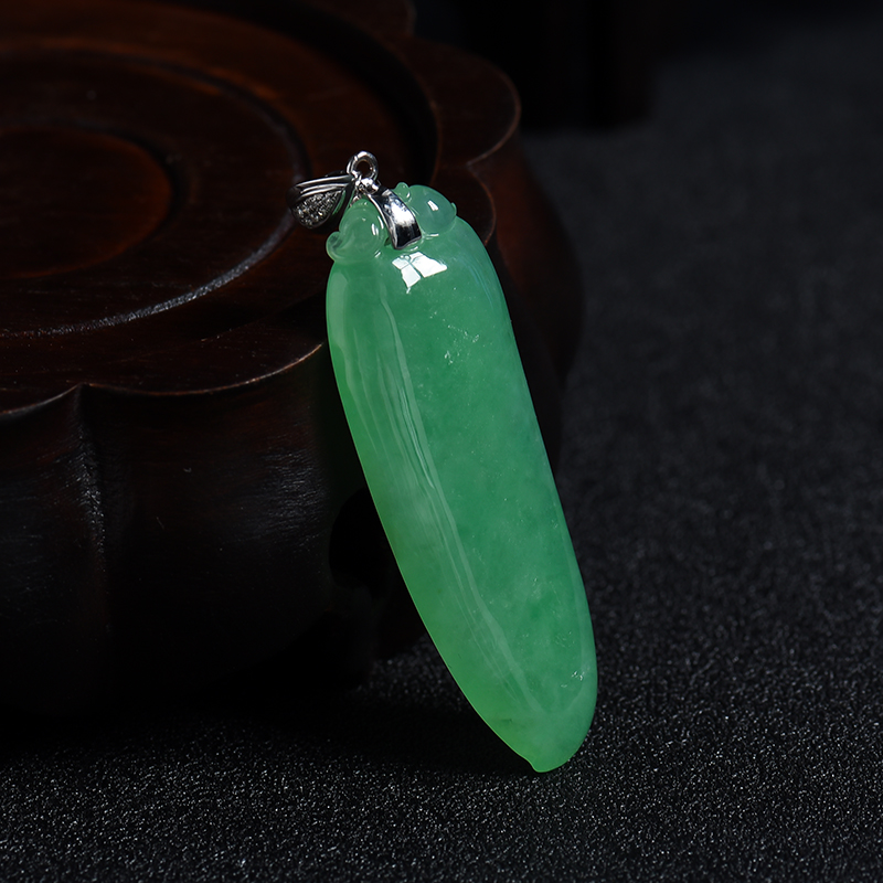 缅甸冰糯种阳绿翡翠福瓜吊坠-红掌柜