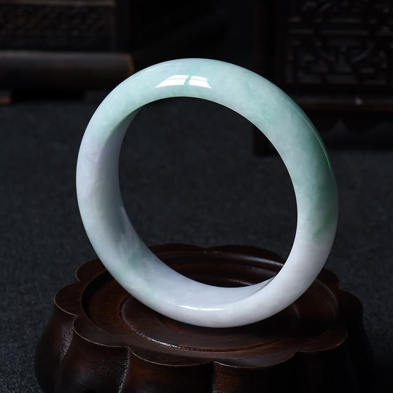 糯种翡翠带绿福镯-红掌柜