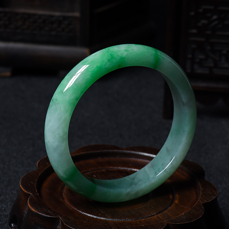 冰糯种翠色翡翠福镯-红掌柜