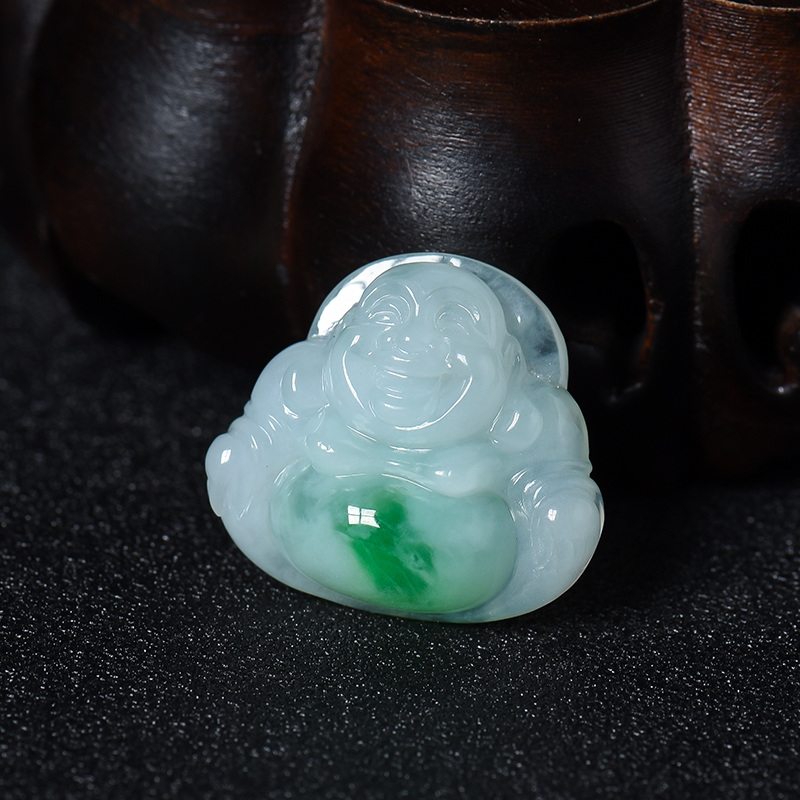 糯种翡翠笑佛-红掌柜