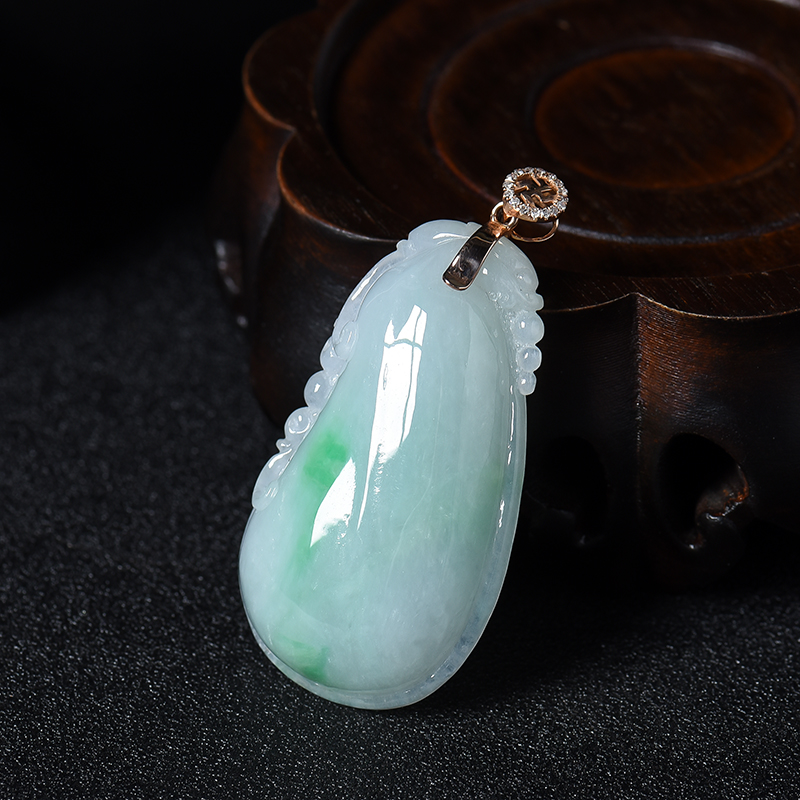 糯种翡翠飘翠福瓜吊坠-红掌柜