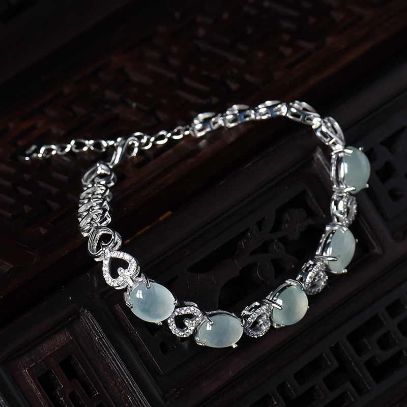 冰种翡翠手链-红掌柜