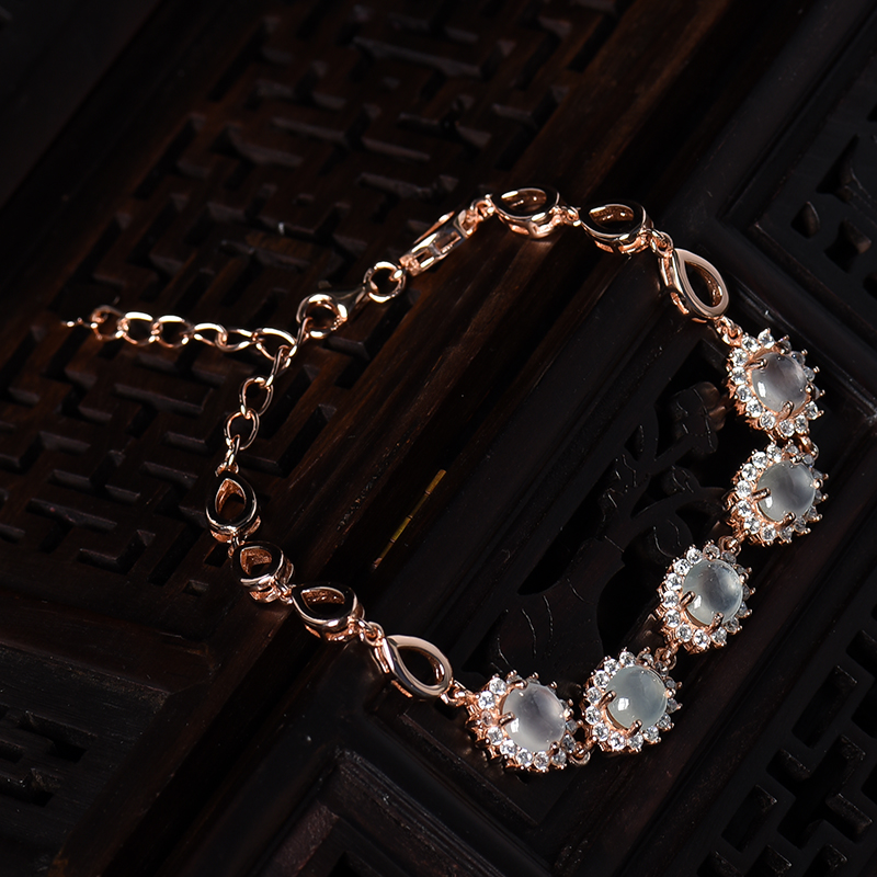 冰种晴水翡翠手链-红掌柜