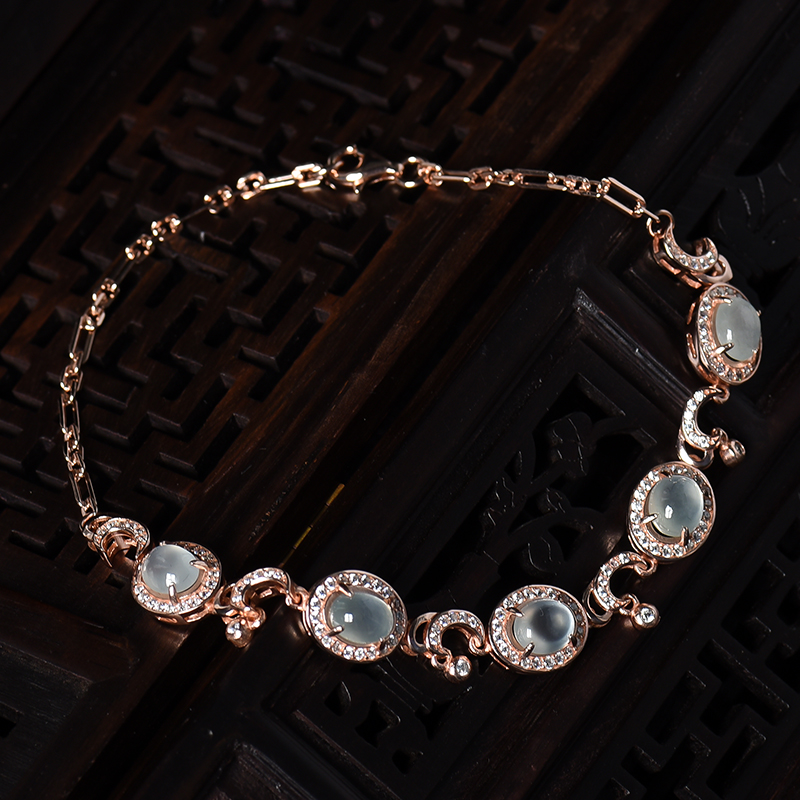 冰种晴水翡翠手链-红掌柜