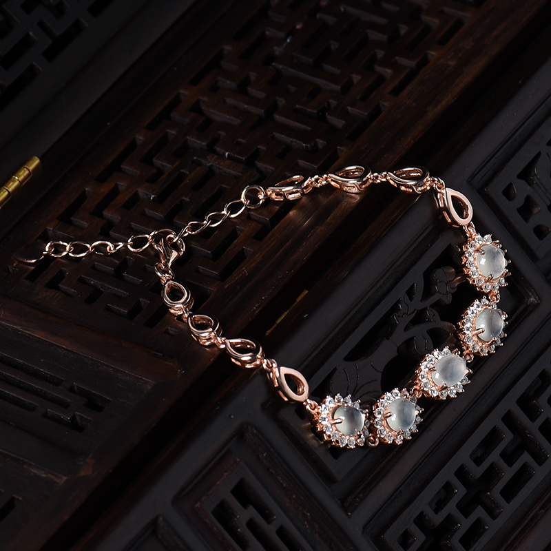 冰种晴水翡翠手链-红掌柜