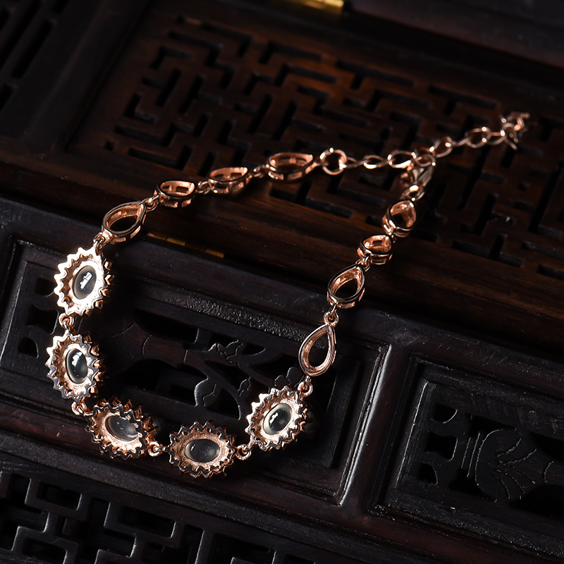 银镶冰种翡翠手链-红掌柜