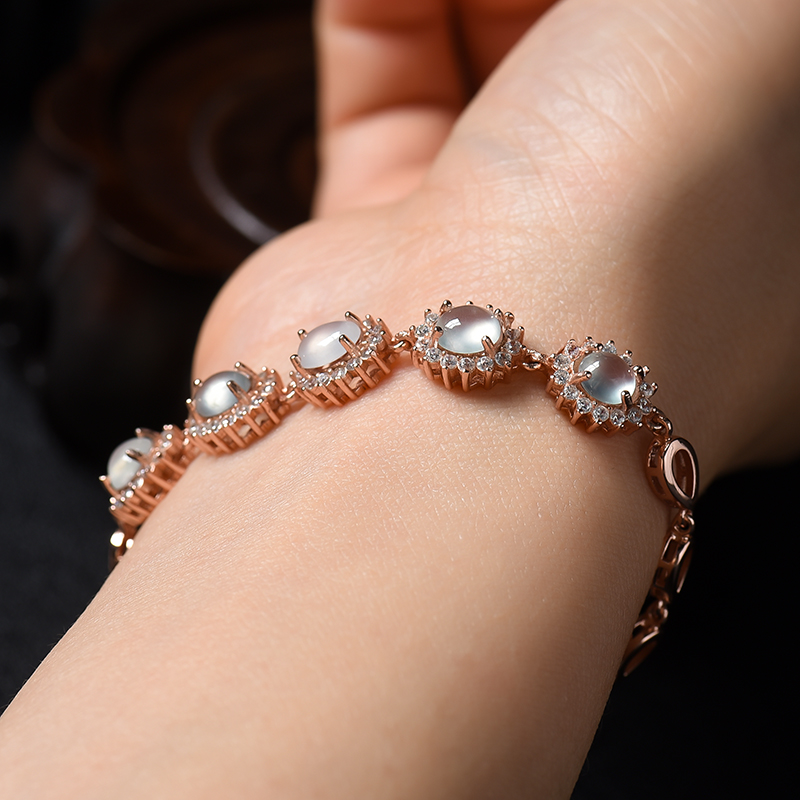 冰种翡翠手链-红掌柜