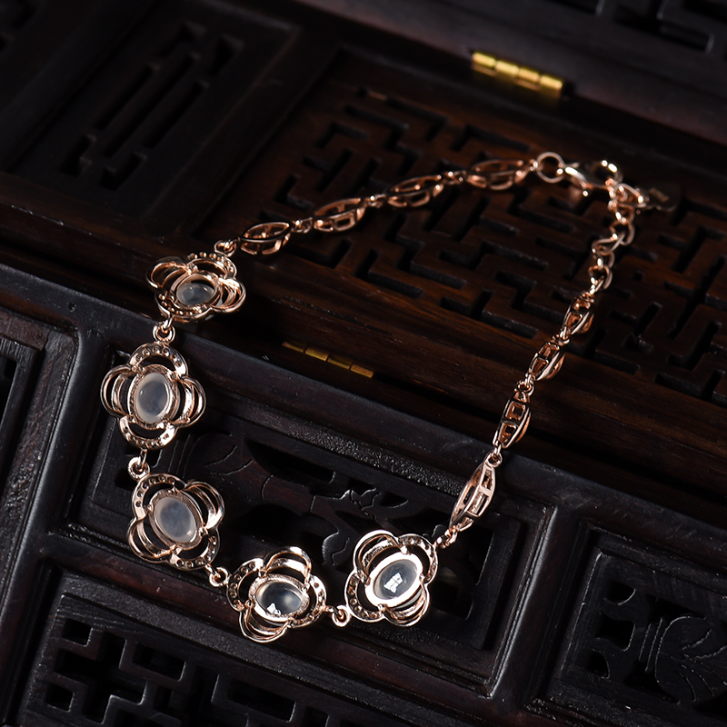 银镶冰种翡翠手链-红掌柜