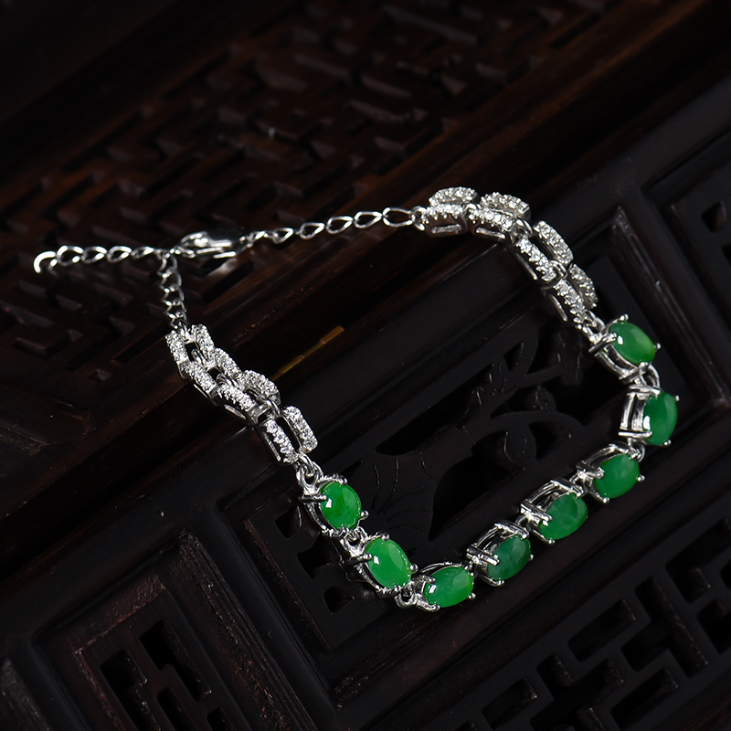 冰种满绿翡翠手链-红掌柜