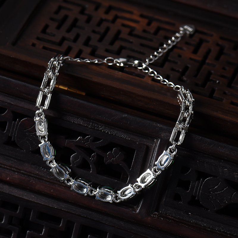 银镶冰种翡翠手链-红掌柜