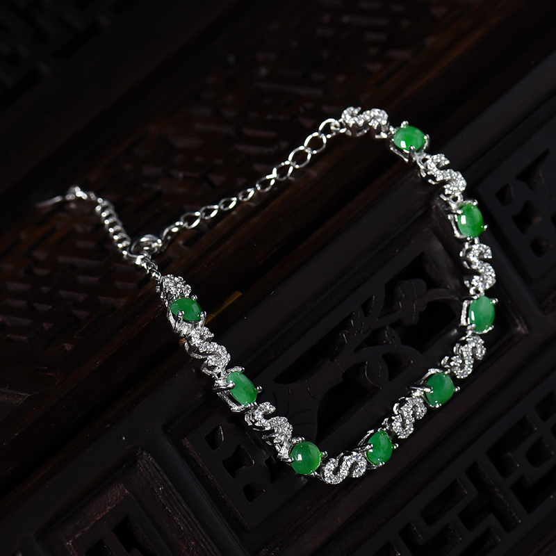 冰种满绿翡翠手链-红掌柜