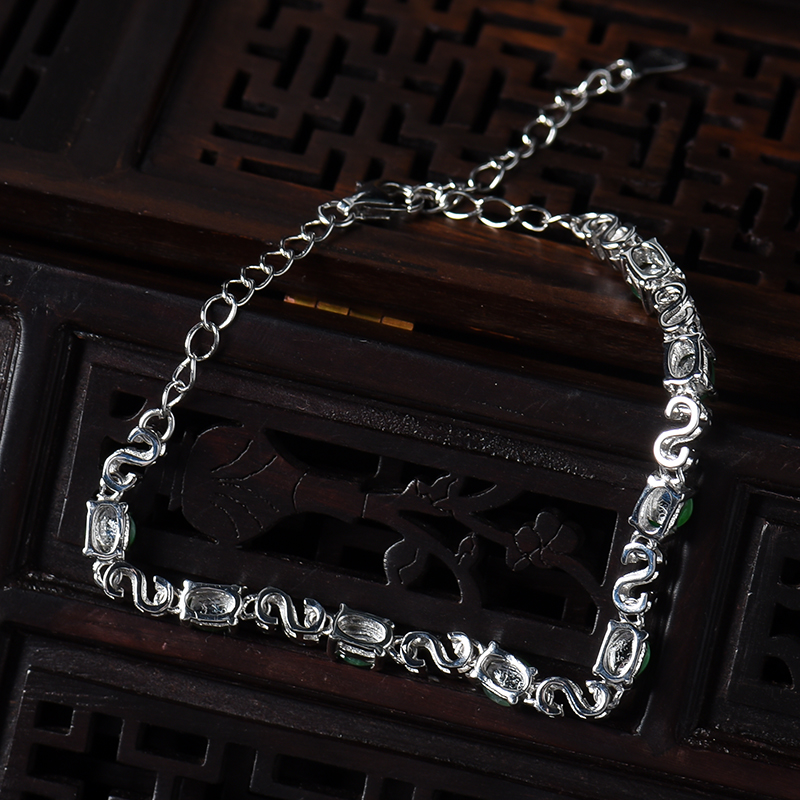 银镶冰种翡翠手链-红掌柜