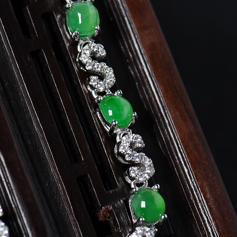 满绿翡翠手链-红掌柜