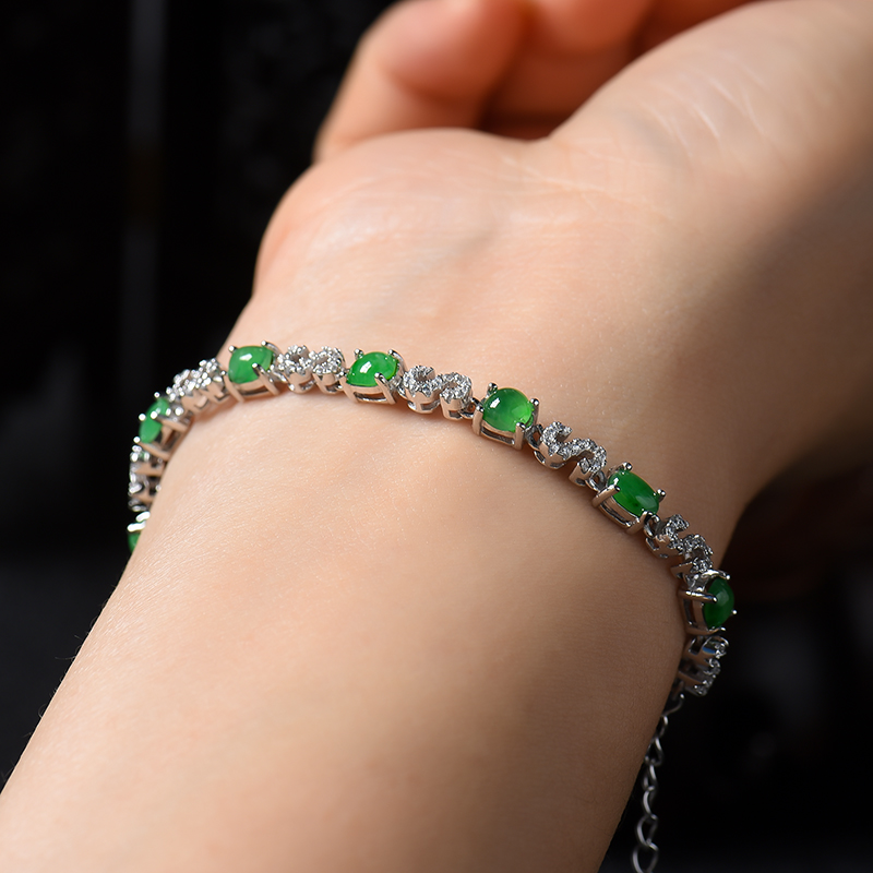 冰种翡翠手链-红掌柜