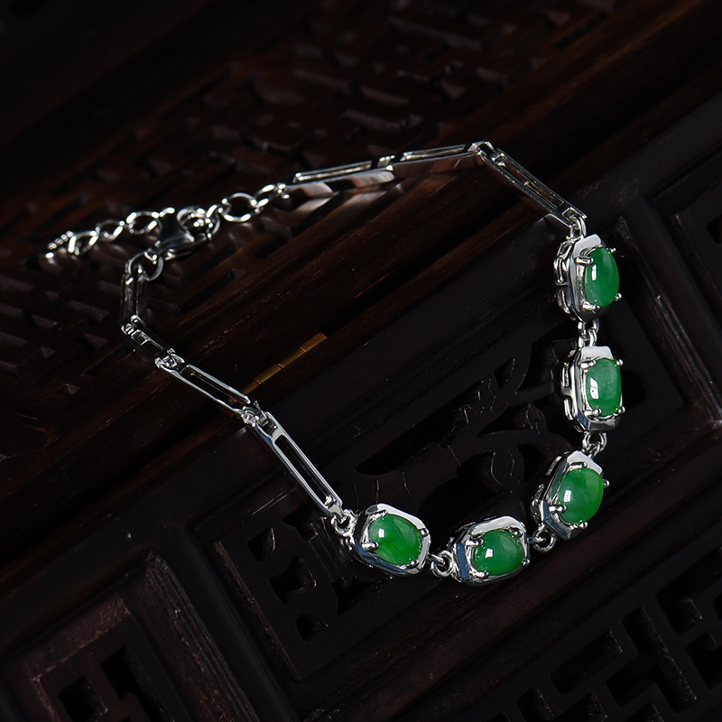 冰种满绿翡翠手链-红掌柜