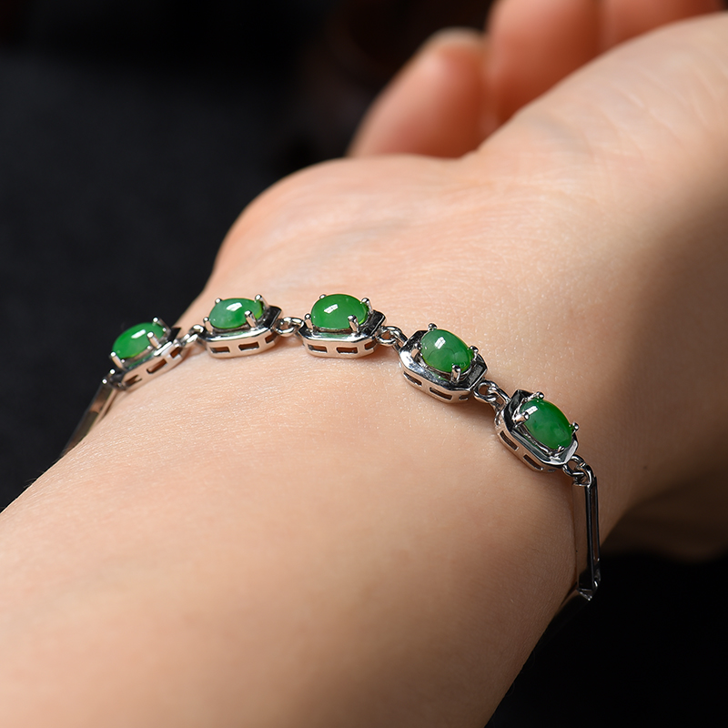 冰种翡翠手链-红掌柜