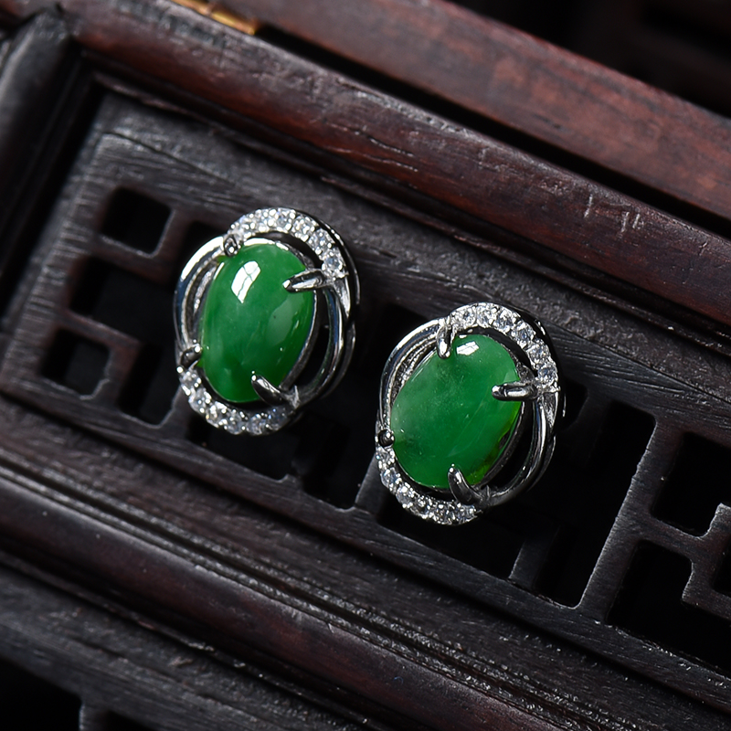 银镶冰糯种满绿翡翠-红掌柜