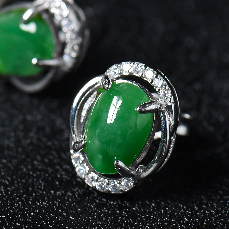 冰糯种翡翠耳钉-红掌柜