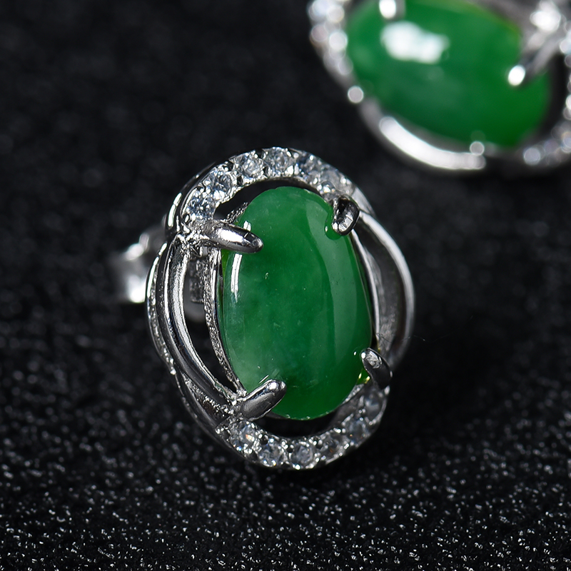 满绿翡翠耳钉-红掌柜