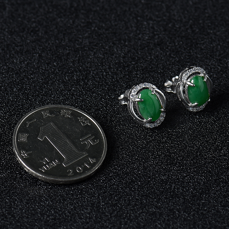 翡翠耳钉-红掌柜