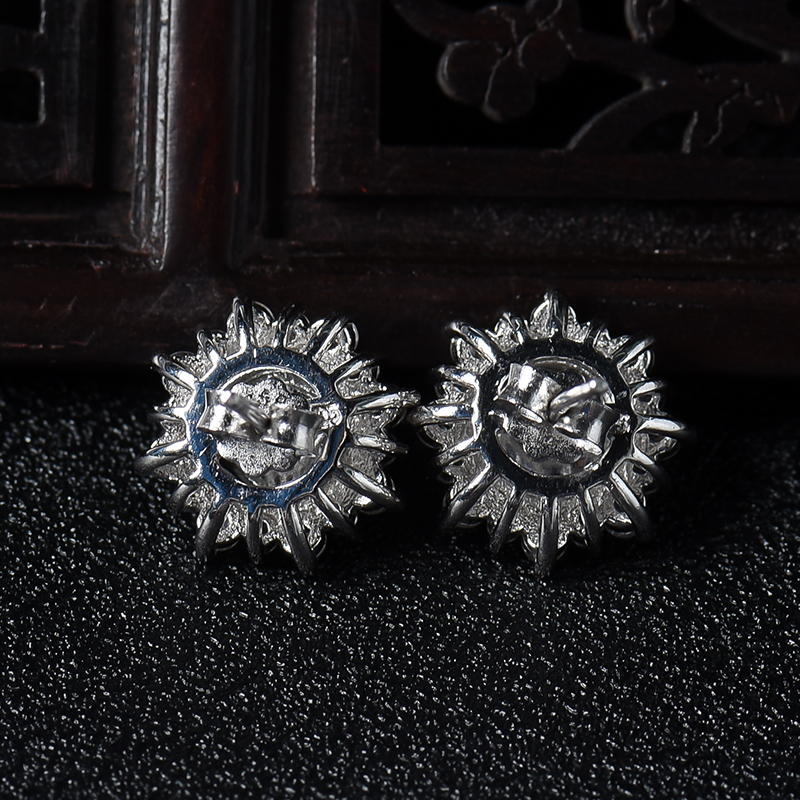 银镶冰糯种翡翠耳钉-红掌柜