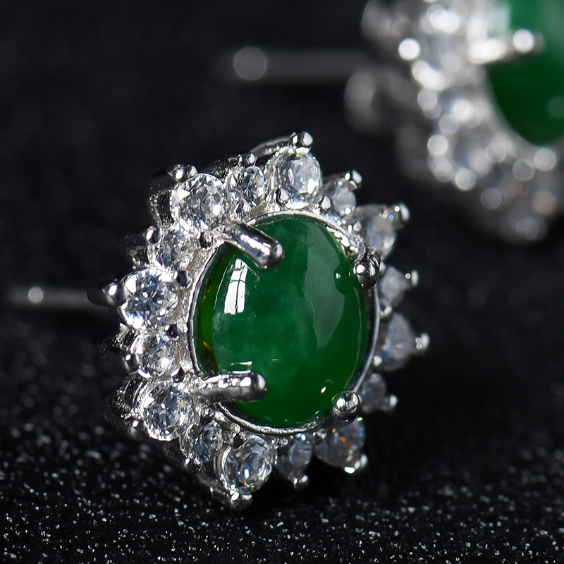 满绿翡翠耳钉-红掌柜