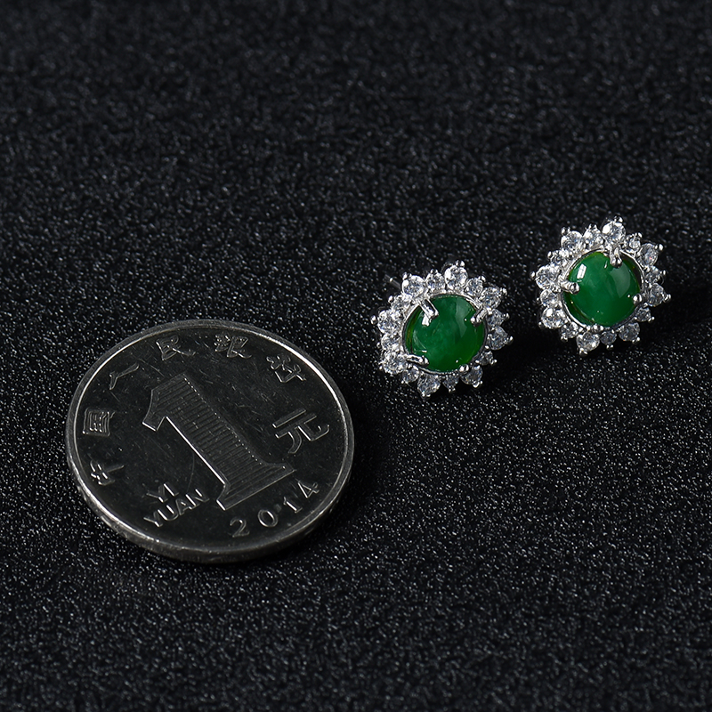 翡翠耳钉-红掌柜