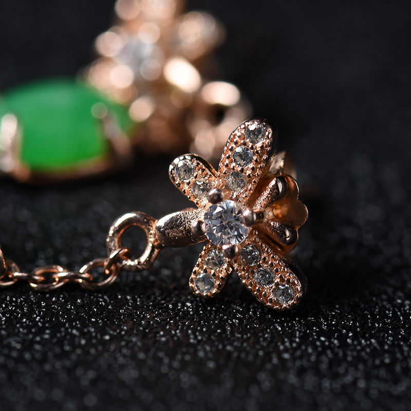 冰糯种翡翠耳钉-红掌柜