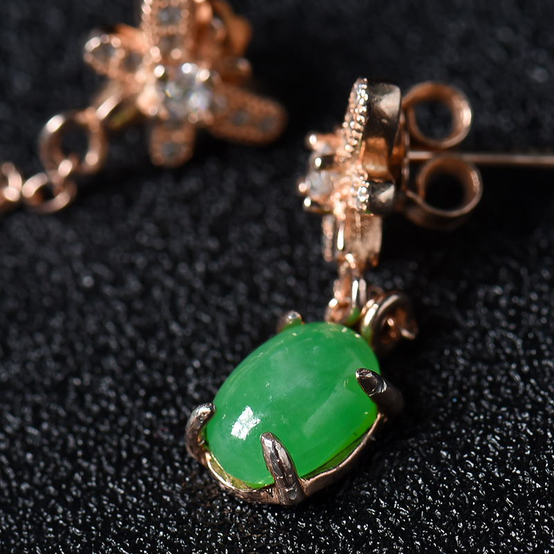 满绿翡翠耳钉-红掌柜