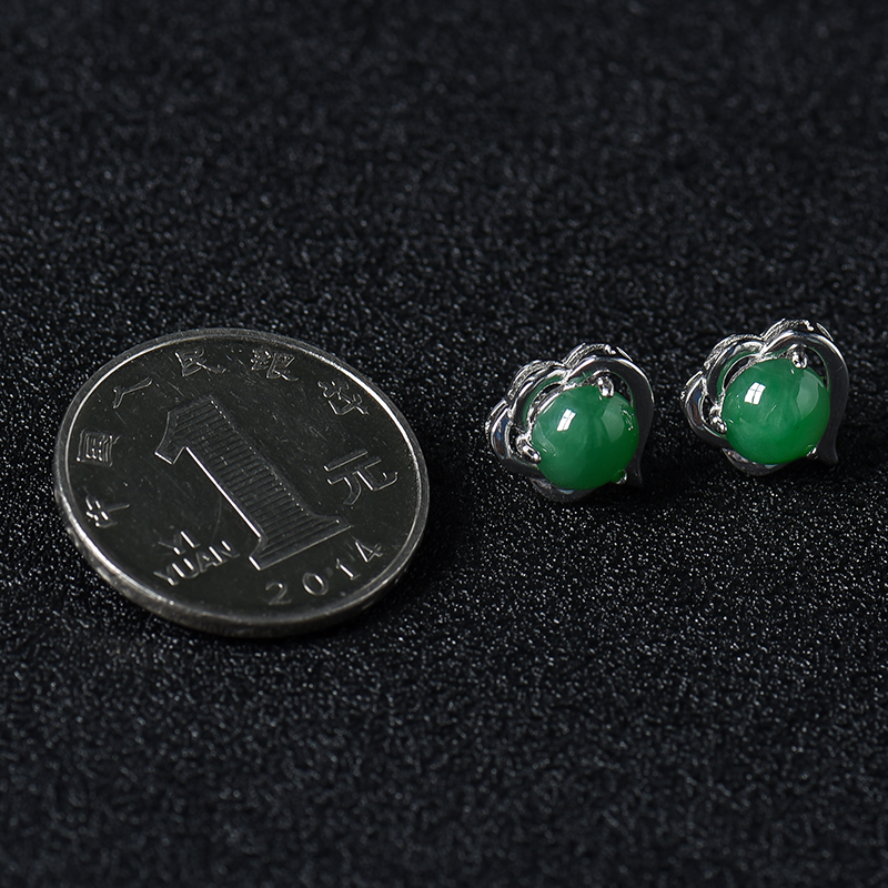 翡翠耳钉-红掌柜