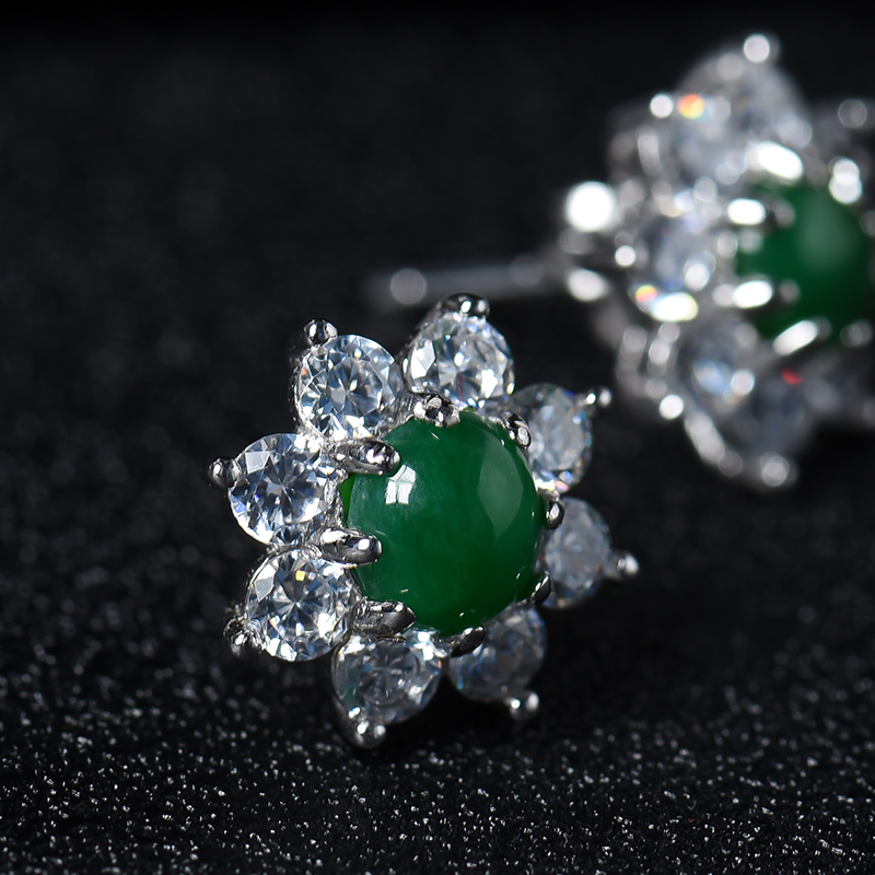 满绿翡翠耳钉-红掌柜