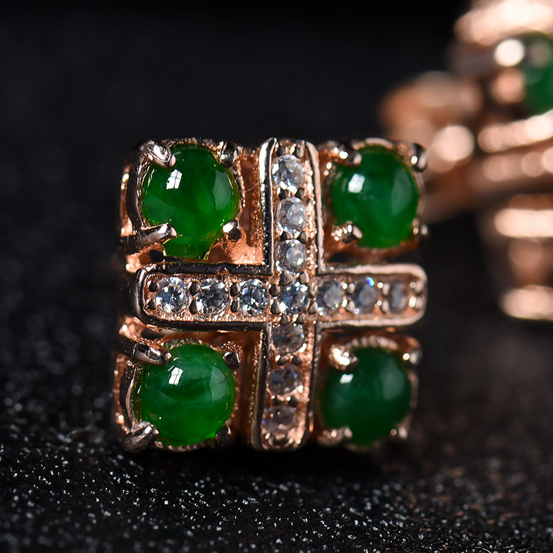 冰糯种翡翠耳钉-红掌柜