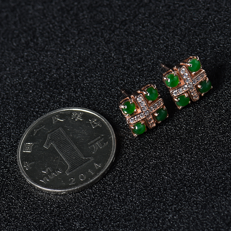 翡翠耳钉-红掌柜