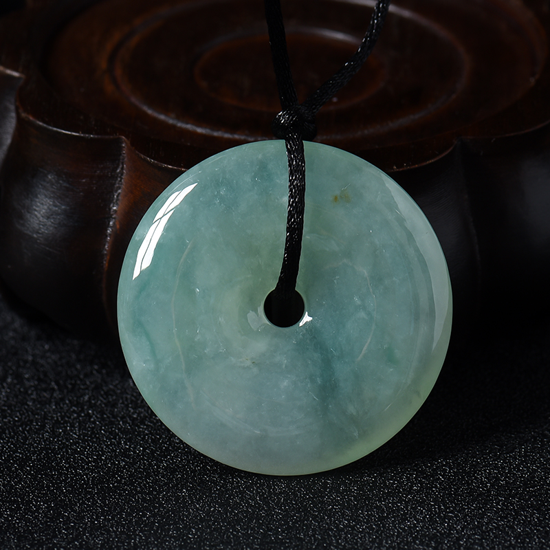 冰糯种翡翠平安扣吊坠-红掌柜