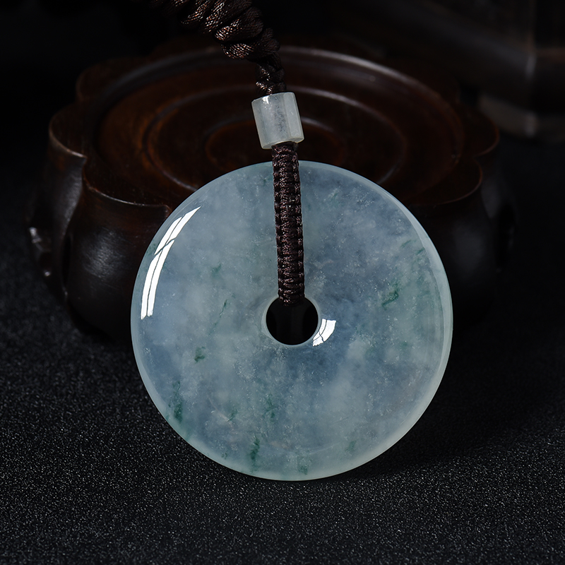 冰种飘花翡翠平安扣吊坠-红掌柜