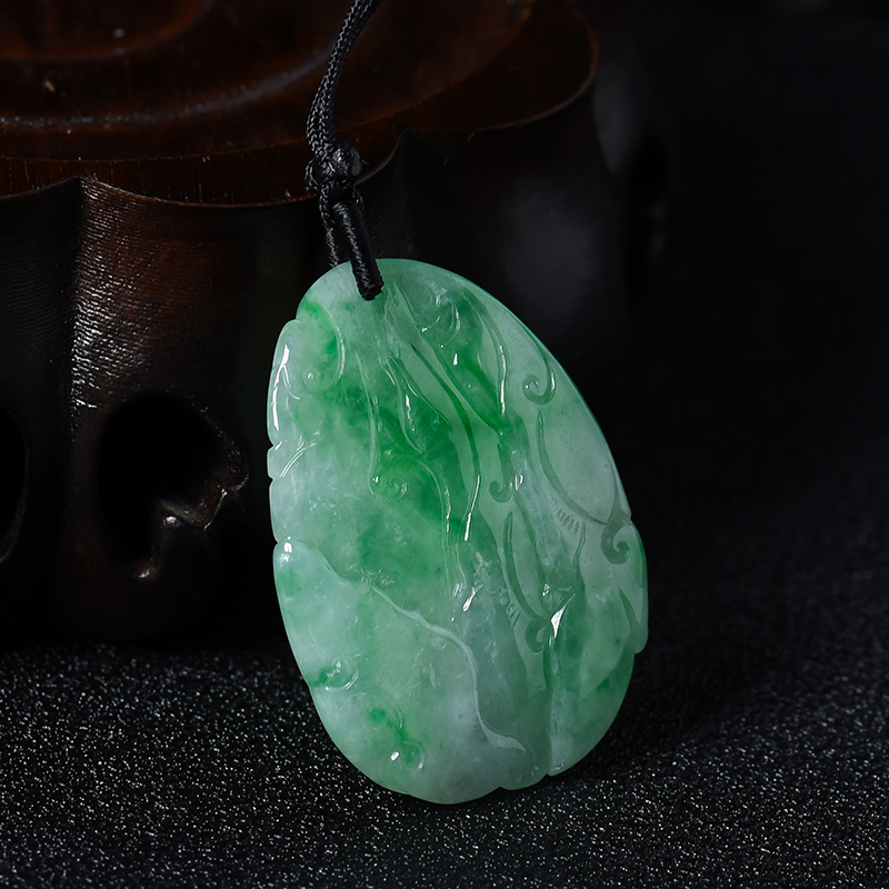 A货天然糯种飘花翡翠如意吊坠 - 红掌柜