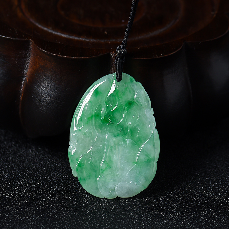 糯种飘花翡翠如意吊坠 - 红掌柜