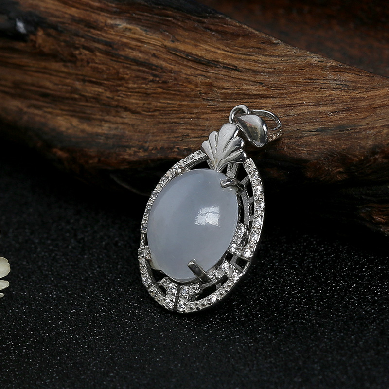 糯种翡翠蛋面吊坠-红掌柜