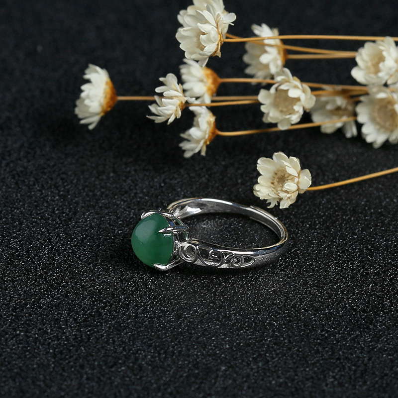 银镶油青翡翠戒指-红掌柜