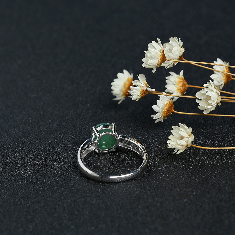 银镶糯种翡翠戒指-红掌柜