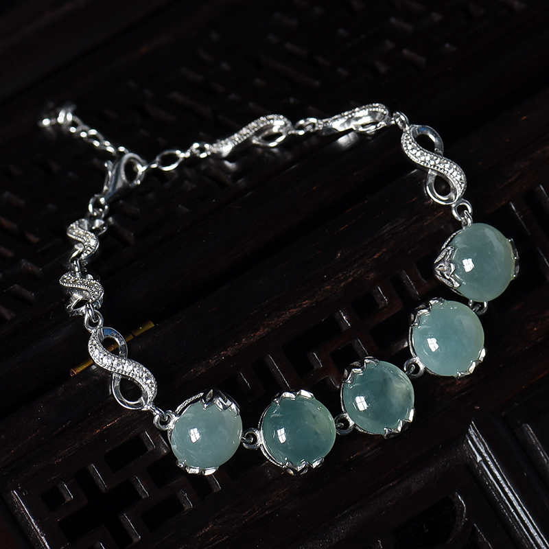 糯冰种晴水翡翠手链-红掌柜