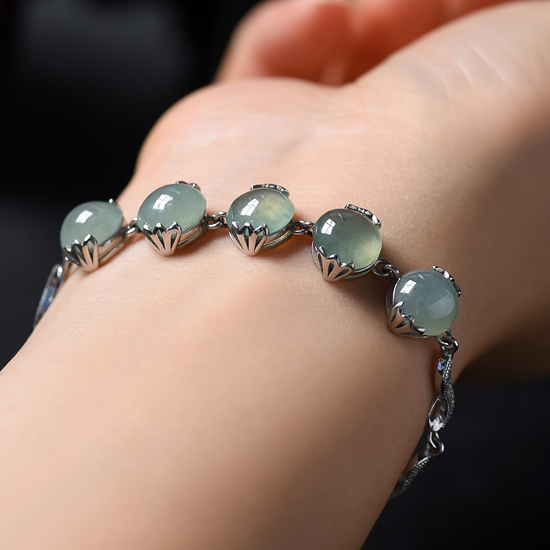 银镶糯翡翠手链-红掌柜